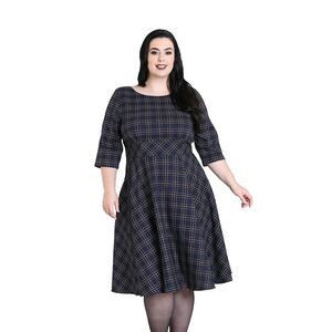 Hell Bunny Vixen‎ Plus 4XL Pebbles Retro 50s Swing Dress Green Tartan Plaid